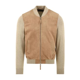 The Jack Leathers Albert Knit Jacket - Heren - Leren en Su&egrave;de Jassen - Beige - M - Leer - Jassen