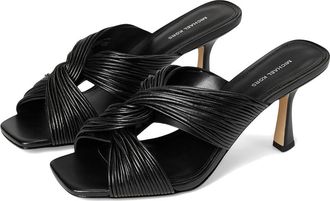 Michael Kors Alessia Mule Sandal Womens Sandals Black : 7.5 M, Leather/Rubber