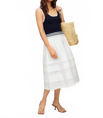 Fifteen Twenty Thea Contrast Midi Dress In Navy White