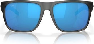 Costa Spearo 59mm Polarized Mirrored Rectangular Sunglasses in Smoke Crystal /Blue 580G at Nordstrom