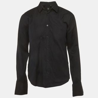 HUGO BOSS Boss By Hugo Boss Black Striped Cotton Slim Fit Shirt