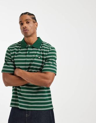 Wood Wood Double A By Wood Wood - Colton - Polo in 100% cotone verde a righe