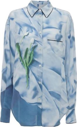 Victoria Beckham Floral Satin Pyjama Shirt, Brand Size 6 (US Size 2)