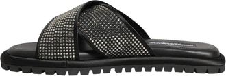 Dolce & Gabbana Criss-Cross Slide Sandalen - Heren - Sandalen - Zwart - 44 EU - Leer - Schoenen