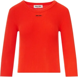Miu Miu CREW NECK COTTON SWEATER - Miu Miu - Woman