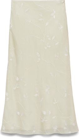 Mango Embroidered Midi Skirt in Ecru at Nordstrom, Size Medium
