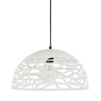 Netlighting Modern Hanging Pendant White Matt 1 Light with Steel Shade E27