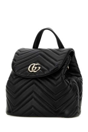 Gucci Womens Black Leather Mini Gg Marmont Backpack Blackblackblack Zaini