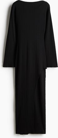 H&M Geripptes asymmetrisches Kleid - Schwarz