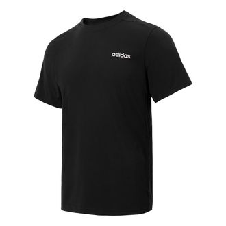 adidas Contrast Chest Logo Crew Neck Basic Sports T-shirt Asia Sizing Black JJ0621