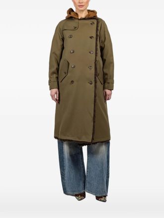 R13 reversible hooded trench coat - Groen