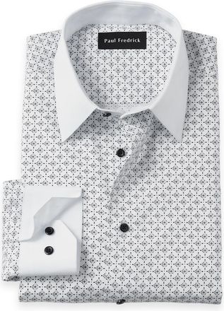 Paul Fredrick Slim Fit Non-iron Cotton Geometric Dress Shirt