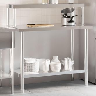 vidaXL Vidaxl - Mesa De Trabajo Para Cocina Con Estante Acero Inox 110x55x120cm