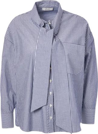 Jcsophie Polo Blouse - Dames - Overhemden - Blauw - M - Katoen - Overhemden