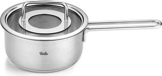 FISSLER 086-155-16-000-0 Pure Collection Casseruola Acciaio Inox 16 Cm 1,4 L Coperchio Vetro Induzione Colore Acciaio Satinato
