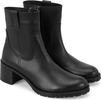 Desa Womens Leather Snow Boots - 5.5cm Block Heel, Slip-On, Breathable | Black - 39