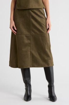 Max Studio Faux Suede A-Line Midi Skirt in Sage at Nordstrom Rack, Size X-Small
