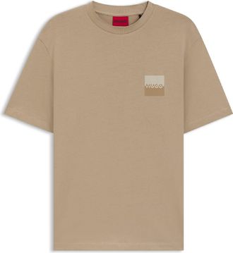 HUGO BOSS Mens Hugo Dusplito Split Logo T-Shirt in Beige