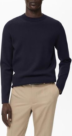 Mango Regular Fit Crewneck Sweater in Navy at Nordstrom, Size Small