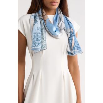 La Fiorentina Floral Print Silk Scarf in Blue at Nordstrom Rack