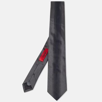 HUGO BOSS Boss By Hugo Boss Grey Striped Silk Skinny Tie