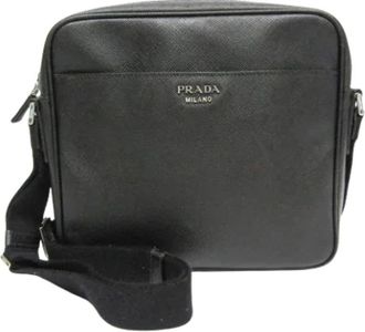 Prada Pre-owned Leather prada-bags - Heren - Vintage Schoudertas - Zwart - ONE Size - Vintage