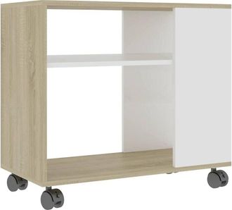 vidaXL Mesa Auxiliar De Madera Contrachapada Blanco Roble 70x35x55 Cm Vidaxl