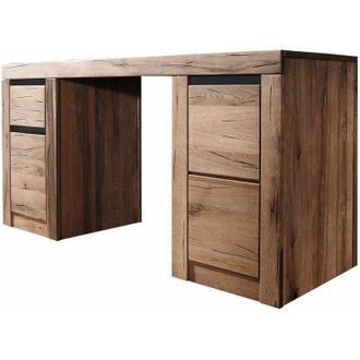 Massivmoebel24 Scrivania in legno di Quercia Selvatica/ Cerro 150x50x75 tabacco marrone oliato montreux 319