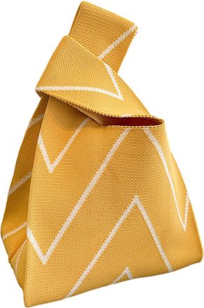 Generic Large Capacity Small Bag - Portable Outdoor Striped Knitted Tote for Women - Temperament Shoulder Bag for Casual Occasions, Yellow