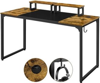Yaheetech Yaheetech - Mesa Escritorio de Estilo Industrial Escritorios de Oficina con Soporte Monitor Madera Mesas para Ordenador 140x60x89cm