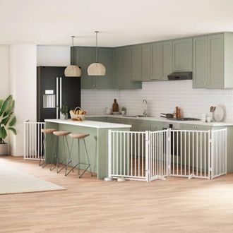 vidaXL Puerta De Perros Plegable 12 Paneles Madera &Aacute;lamo Blanca 960 Cm Vidaxl