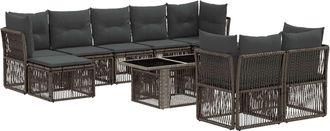 vidaXL Conjunto De Sof&aacute;s De Jard&iacute;n 10 Uds. Gris Rat&aacute;n Sint&eacute;tico Vidaxl
