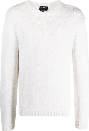A.P.C. Pull Gaston - Heren - Ronde hals truien - Wit - XL - Katoen - Truien & Vesten