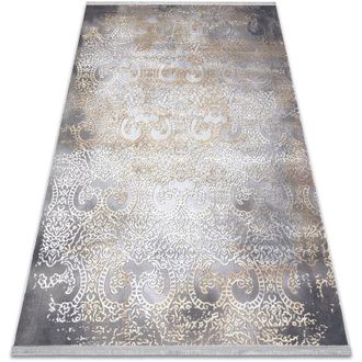RugsX Rugsx - Alfombra Luce 84 Moderna Ornamento Vintage - Structural Gris / Mostaza Grey 154x220 Cm