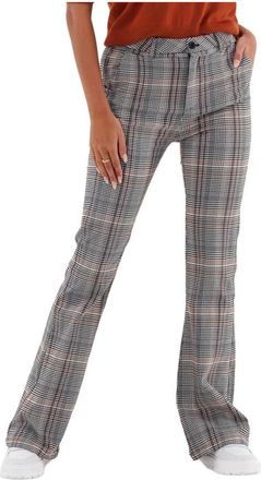 Minus Geruite Flared Broek Bruin - Dames - Wijde Broeken - Veelkleurig - XS - Broeken
