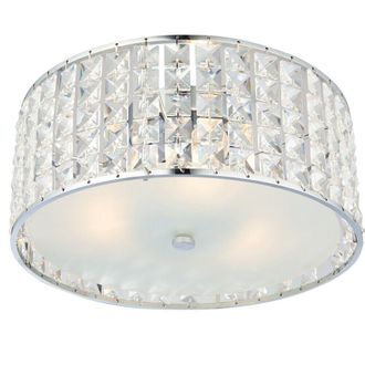 Loops Flush Bathroom Ceiling Light Diffused Crystal Shade IP44 Round Lamp Bulb Holder