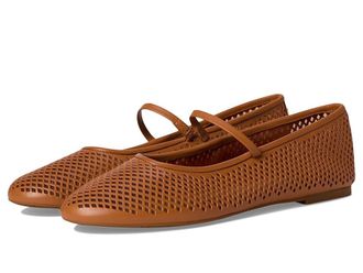 Lauren Ralph Lauren Jayna Perforated Leather Mary Jane Flats Womens Maryjane Shoes Classic Caramel : 8.5 B - Medium