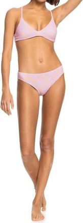 Roxy Hawaiian Heat High Leg Cheeky Bikini Bottom In Lilac Orange