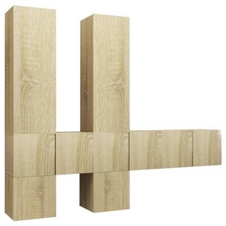 Berkfield Home 7 Piece TV Cabinet Set Sonoma Oak Engineered Wood in Light Tan