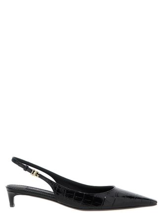 Dolce & Gabbana Black Calfskin Mid Heel Womens Pumps