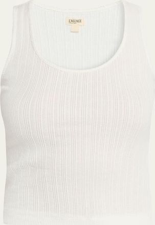 L'agence Adira Pointelle Scoop-Neck Tee
