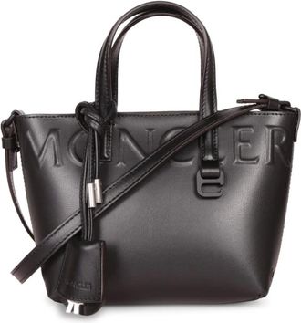 Moncler Tassen, Dames, Zwart, ONE Size, Leer, Glad leer. Verwijderbaar