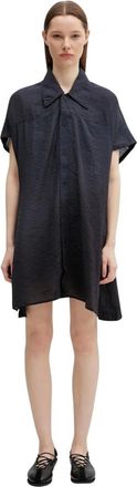 Yohji Yamamoto Sobrecamisa utilitaria de manga corta te&ntilde;ida por inmersi&oacute;n - Dresses - Mujer - Negro - M