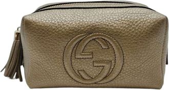 Gucci Soho Metallic Gold Leather Pouch (Pre-Owned)