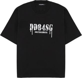 Dolce & Gabbana Black Graphic Crew Neck T-Shirt