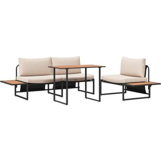 vidaXL Conjunto De Comedor De Jard&iacute;n 3 Pcs Taup&eacute; Acero Vidaxl