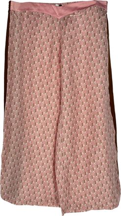 Lanvin Printed Wide-Leg Trousers in Pink Silk