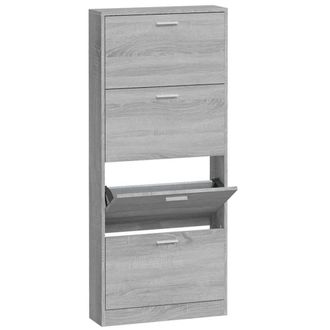 Berkfield Home Shoe Cabinet Grey Sonoma 59x17x150 cm Engineered Wood | Size: 59 x 17 x 150 cm