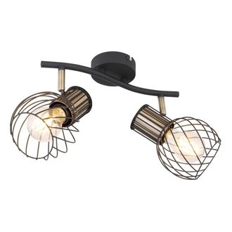 Globo Lighting Faretto S-bend, Schermo In Rete Metallica, Nero Opaco, Color Oro