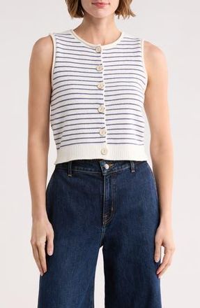 Blu Pepper Stripe Button Front Sweater Vest in Blue at Nordstrom Rack, Size Medium